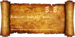 Babler Benjámin névjegykártya